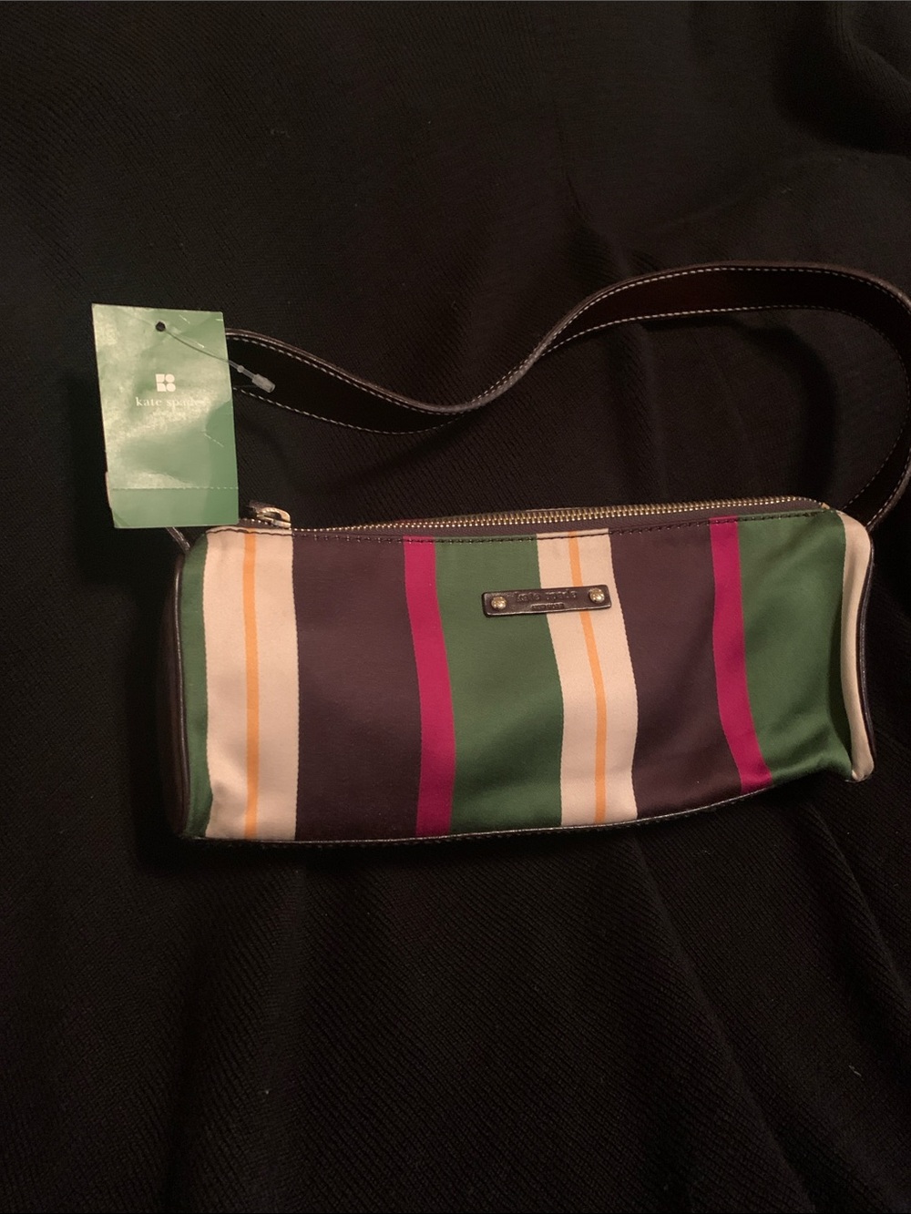 kate spade Striped Wristlet in Green, Purple, Cream and Yellow